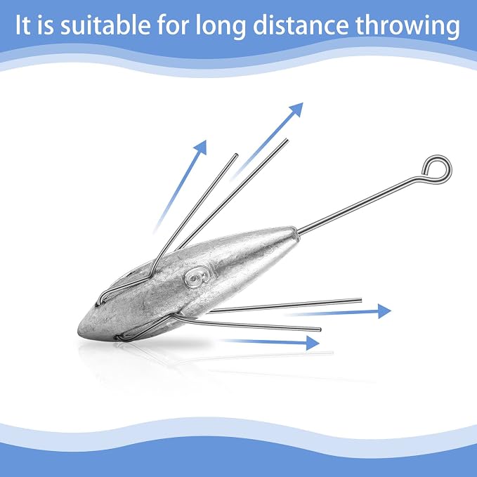 Sotiff 5 Pcs Sputnik Sinker Surf Fishing Weights Fishing Equipment Long Tail Surfing Surf Casting Sinkers Spider Weights for Catfish Near Sea Ocean Ship Breakwater Large River Beach Man Gift