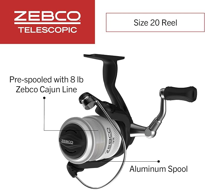 Zebco 33 Spinning Reel and Telescopic Fishing Rod Combo