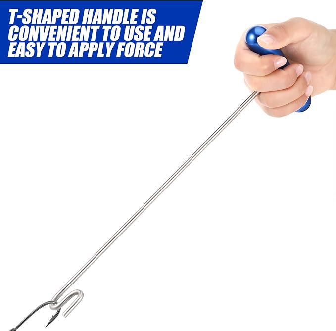 Sotiff 2 Pcs 12 in Stainless Steel Fish Hook Remover Tools Summer Fishing Hook Quick Removal Device Saltwater Dehooker Aluminum and Fish Dehooker for Fisherman