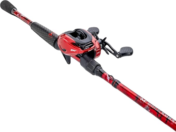 Lew’s MACH Smash Baitcast Reel & Fishing Rod Combo, 7-Foot, 1-Piece Rod, LH Retrieve Reel