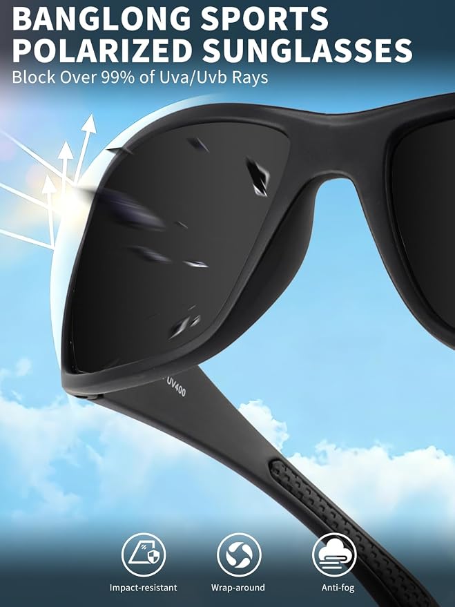 BangLong Polarized Sunglasses for Men Women, UV Protection Fishing SunGlasses for Fishing Running Cycling Golf TR90