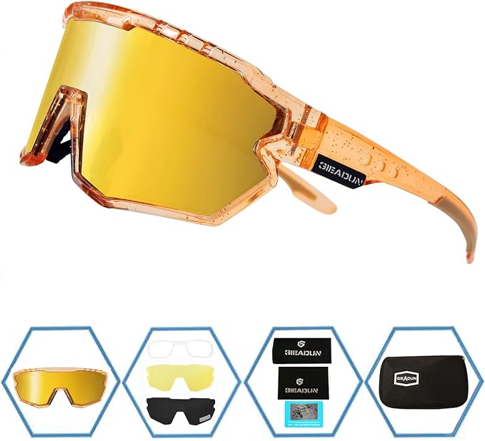 Polarized Men Women Sports Sunglasses, UV400 Wrap-Around Cycling Baseball TR90 Eyewear for Fishing Driving Softball