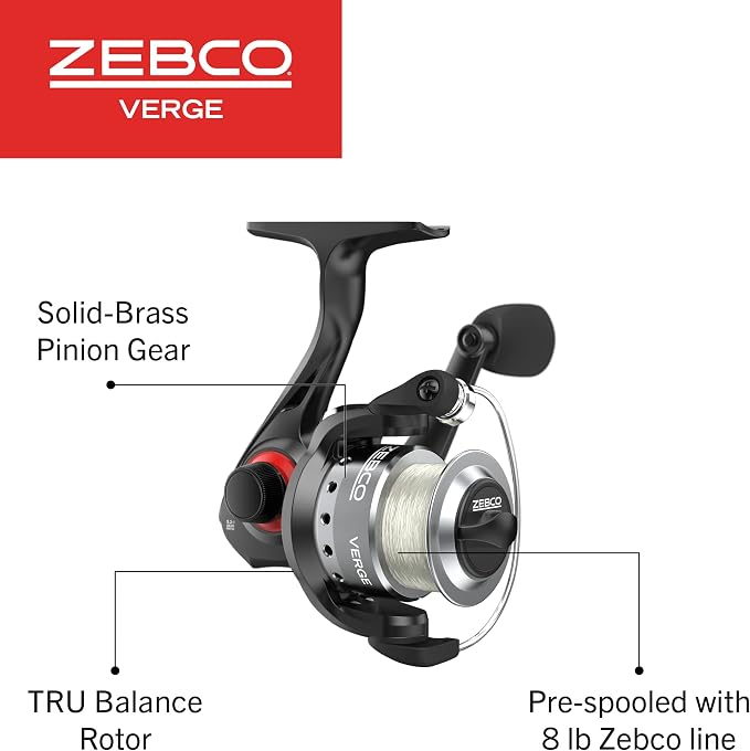 Zebco Verge Spinning Reel and Fishing Rod Combo, Changeable Right- or Left-Hand Retrieve, Pre-Spooled with Zebco Fishing Line