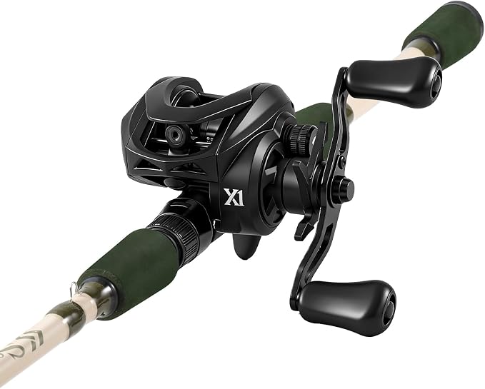 Sougayilang Baitcasting Fishing Combos, Carbon&Glass Fiber Composite 2 Piece Fishing Rods with Casting Reel- 6'0"