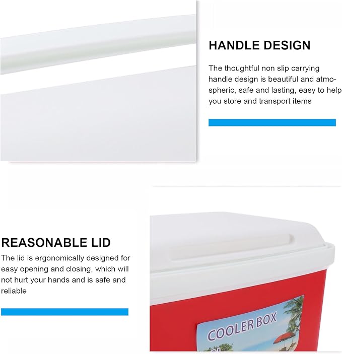 Insulated Portable Cooler Efficient Warm Cold Insulation Portable Hard Cooler Box Ice Cooler for Camping Picnic Beach Drink Beverage Fishing