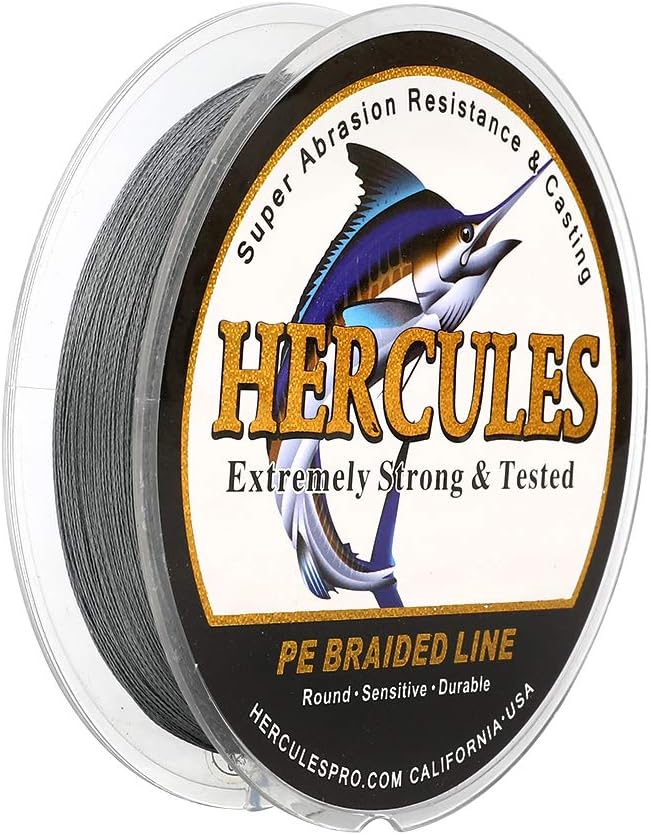 HERCULES Cost-Effective Super Strong 4 Strands Braided Fishing Line 6LB to 100LB Test for Salt-Water, 109/328 / 547/1094 Yards (100M / 300M / 500M / 1000M), Diam# 0.08MM - 0.55MM, Hi-Grade