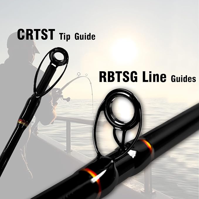 Portable Saltwater Offshore Heavy 3-Piece Travel Graphite Baitcasting Fishing Poles Casting Boat Jigging Trolling Conventional Rods with Rod Case Bag (6'/7'/8')