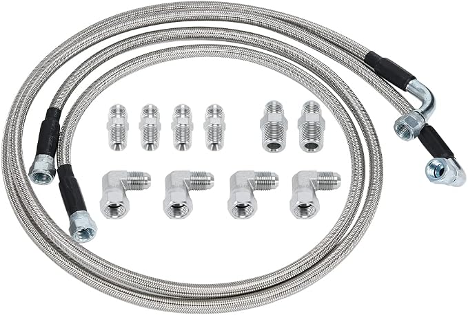 6AN 52" Transmission Fluid Oil Cooler Hose Line kit for GM Chevy Ford GMC Buick Cadillac Cars and Trucks Stainless Steel Braided PTFE Hose