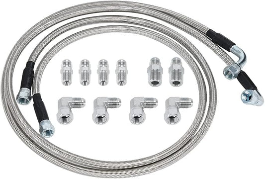 6AN 52" Transmission Fluid Oil Cooler Hose Line kit for GM Chevy Ford GMC Buick Cadillac Cars and Trucks Stainless Steel Braided PTFE Hose