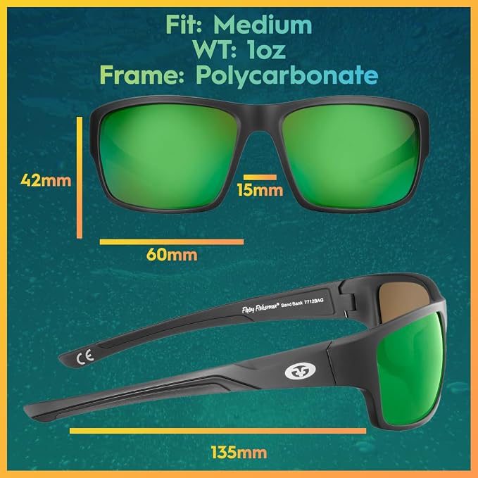 Flying Fisherman Sand Bank Polarized Sunglasses for Men, Women, Fishing, Boating, Outdoor Sports, 100% UV Protection