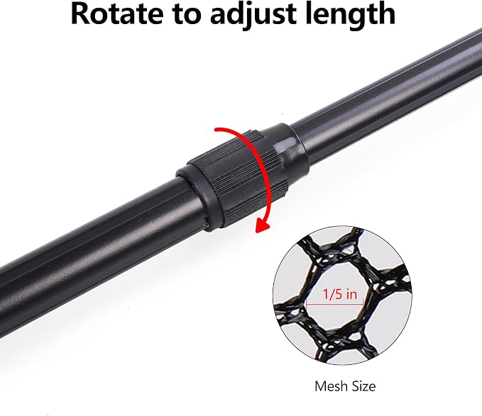 RESTCLOUD Fishing Landing Net with Telescoping Pole Handle, Fishing net Freshwater for Kids Men Women, Extend to 40-63 Inches