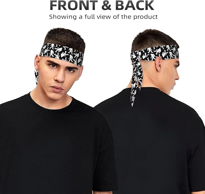 Sports Tie Headbands for Men Women, Adjustable Ninja Karate Head Band Headband for Basketball, Running, Tennis, Yoga