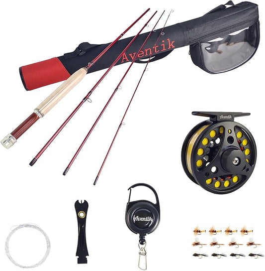 Aventik Whisperer Fly Fishing Rod 4 Pieces, 6FT 0/1/2/3wt, 7FT 3/4wt, 24T Corbon Fiber Fast Action Super Compact Freshwater Ultra Light Fly Rod with Cordura Rod Tube