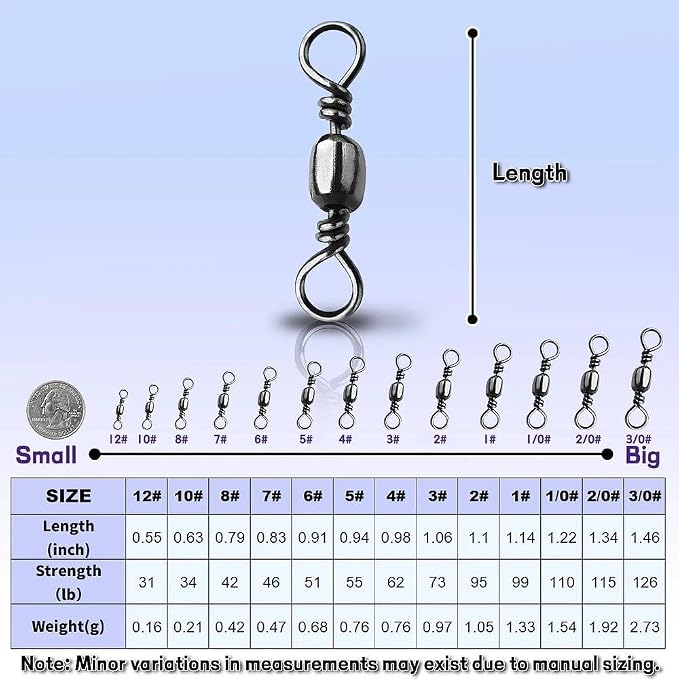 Fishing Barrel Swivels - 50Pcs/100pcs Solid Ring Rolling Swivel Connector High Strength Fishing Terminal Tackle for Saltwater Sea Fishing