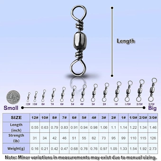 Fishing Barrel Swivels - 50Pcs/100pcs Solid Ring Rolling Swivel Connector High Strength Fishing Terminal Tackle for Saltwater Sea Fishing