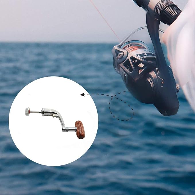 heyous Stainless Steel Fishing Spinning Reel Handle Replacement Part Fishing Accessories, Silver Tone