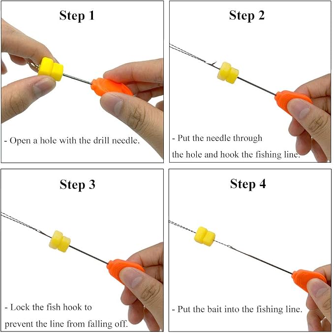 Carp Fishing Baiting Rigs Tool Kit Set, Luroad 6 in 1 Carp Fishing Tackle Kit, Including Hook Needle, Driller, Knot Puller, and Fishing Braid Line Scissors for Lures Bait Driller
