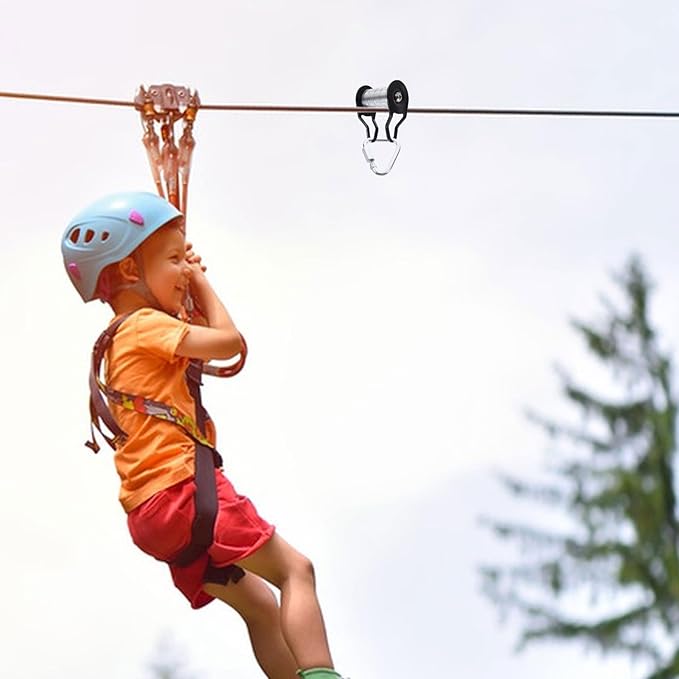VOSAREA Slackline Pulley Kit for Backyard Heavy Duty Zipline Accessory Slider Rope Pulley Mechanism