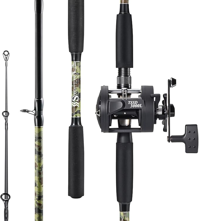 Sougayilang Fishing Rod Combo with Conventional Reel, Medium Heavy for Catfish Salmon and Steelhead Saltwater Fishing