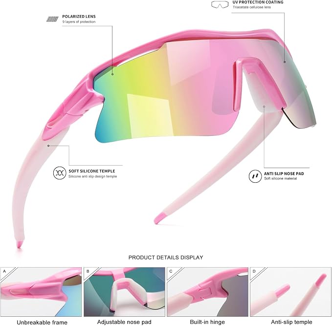 SEKKAF Polarized Sports Sunglasses for Men Women and Youth, UV400 Protection Ideal for Cycling Baseball Fishing Golf Running