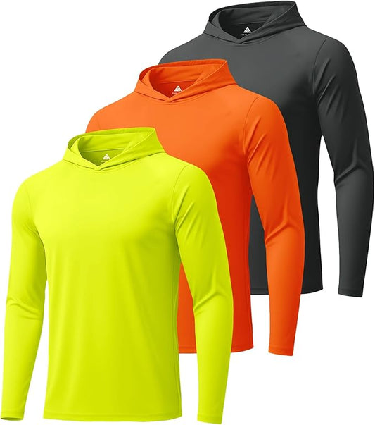 ZITY 3 Pack Men's Sun Protection Hoodie Shirt Fishing Shirts for Men UPF 50+ Long Sleeve Shirt Lightweight Rash Guard