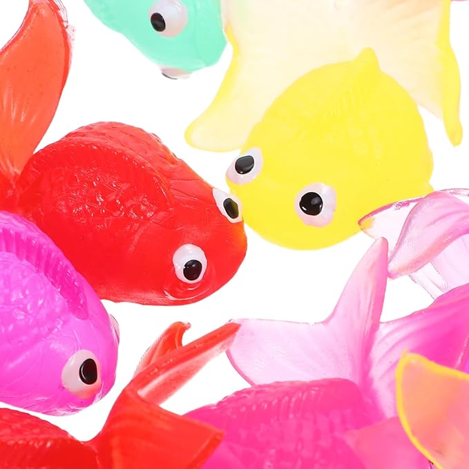 Healifty 20Pcs Artificial Goldfishes Rubber Aquarium Floating Fish for Aquarium Fish Tank Decoration Mixed Color 1.77 X 1.96 X 0.78''