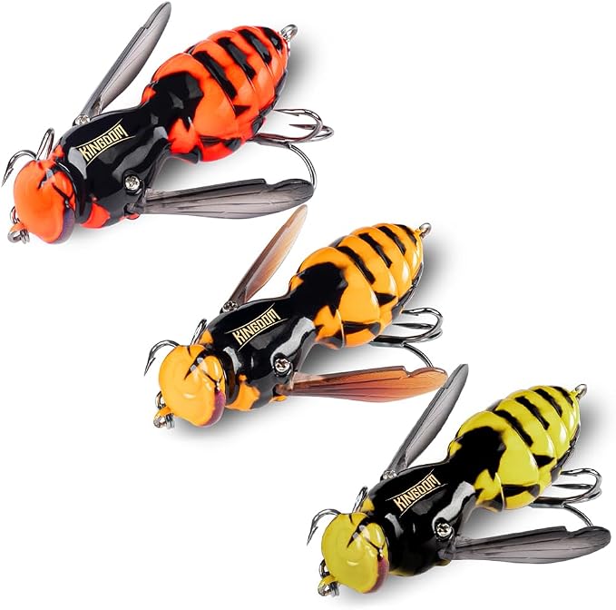 Kingdom Wasp Craw Bait Insect Bionic Floating Fishing Lures Swimbaits Hard Artificial Baits Lure for Freshwater and Saltwater Bass Carp Pike Walleye Fishing ABS Material Carbon Steel Three Book Hook