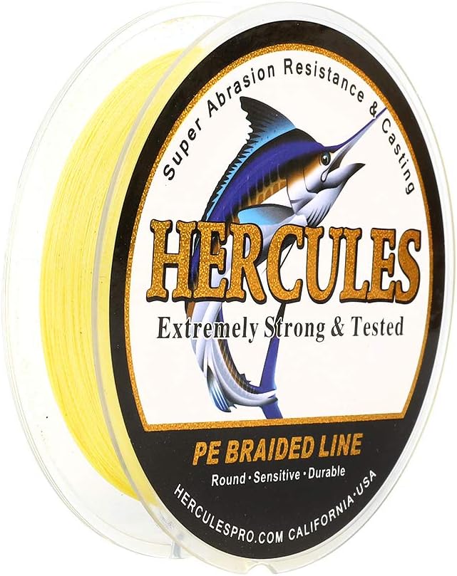 HERCULES Cost-Effective Super Strong 4 Strands Braided Fishing Line 6LB to 100LB Test for Salt-Water, 109/328 / 547/1094 Yards (100M / 300M / 500M / 1000M), Diam# 0.08MM - 0.55MM, Hi-Grade