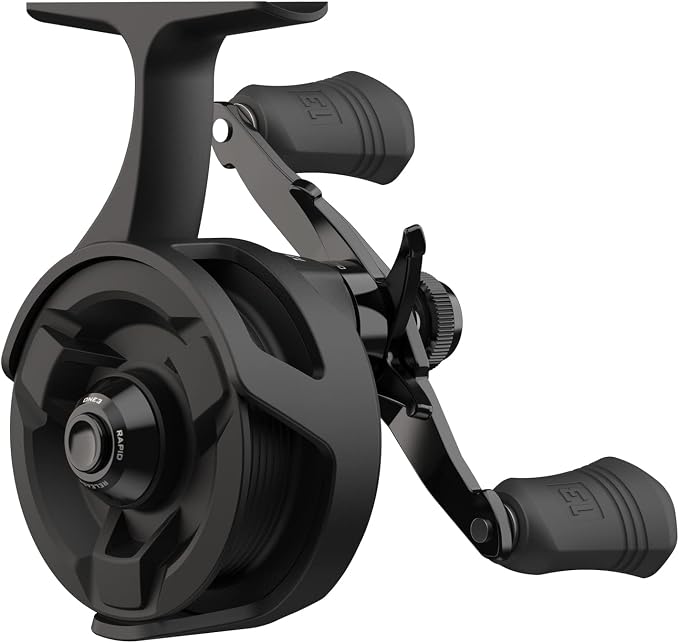 13 Fishing - Descent - Inline Ice Fishing Reel - 2.7:1 Gear Ratio - Left Hand Retrieve (Gen 2) - D2-2.7-LH, Black
