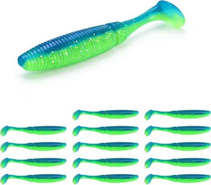 Clearance Bionics-Designed Durable Soft Plastic Fishing Lures Kit with Bonus Accessories, 3/4/5/6 Inch, 9-Type Lifelike Swimbaits in One Gear Set Included Tackle Box for Bass
