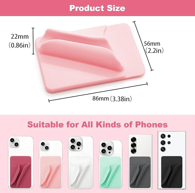 Silicone Suction Phone Case Adhesive Mount, Featuring A Card Slot, A Self-Adhesive Lip Gloss Holder Detachable Mount, Compatible with Most Smartphones(White)