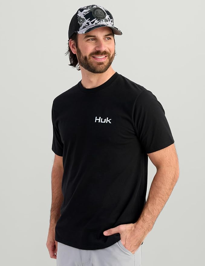 HUK Mens Performance Fishing Logo Tee, Short Sleeve T-Shirt for Men