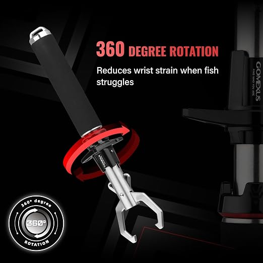 GOMEXUS Quick-Release Fishing Lip Gripper Heavy-Duty 316 Stainless Steel 360° Rotating Jaw Safe Control for Inshore Fishing