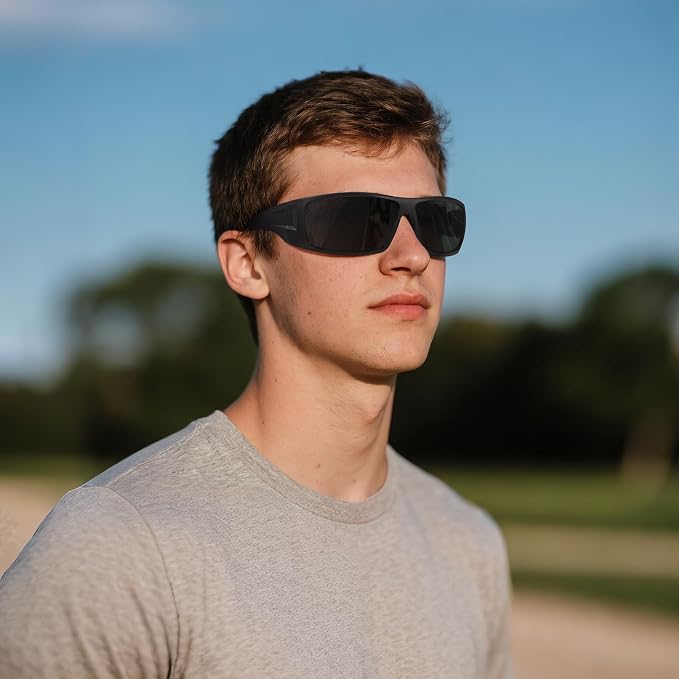 Polarized Sports Sunglasses for Men Women Unbreakable Frame Cycling Fishing Wrap Around Sunglasses UV400 Protection