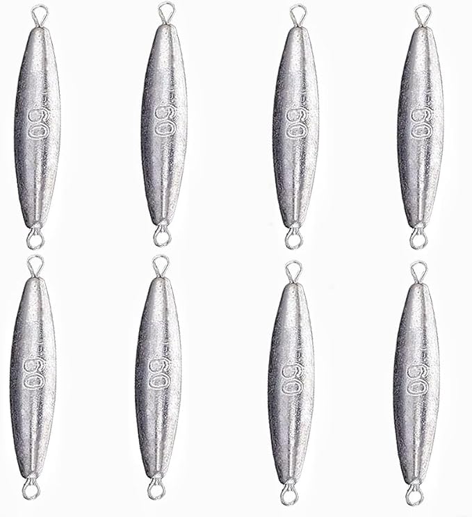 10PCS Fishing Weights Torpedo Sinkers Inline Trolling Sinkers Weights Kit Fishing Sinkers Catfishing Sinkers Saltwater Fishing Torpedo Weights Double Ring Sinkers - 1oz(30g)