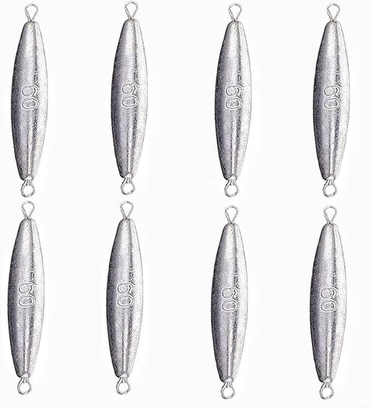 10PCS Fishing Weights Torpedo Sinkers Inline Trolling Sinkers Weights Kit Fishing Sinkers Catfishing Sinkers Saltwater Fishing Torpedo Weights Double Ring Sinkers - 1oz(30g)