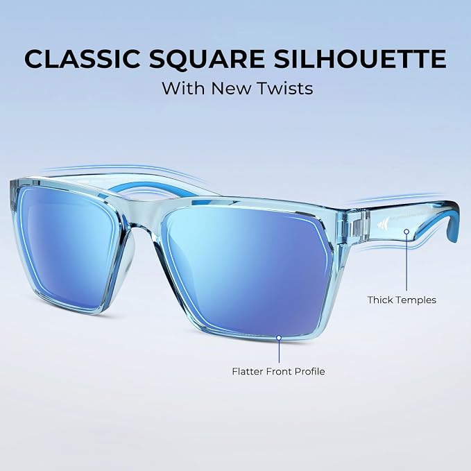 KastKing Beartrap Polarized Sports Fishing Sunglasses, With PuriVex Protective Lens Coating, Square Frame Design, Men Women