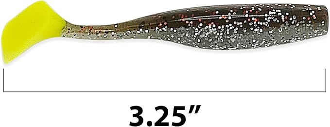 Soft Plastic Paddle Tail Swimbaits Pack of 12 – 3 1/4" & 4" Soft Plastic Fishing Lures with Extra-Large Tail for Lifelike Swimming Action – Freshwater & Saltwater