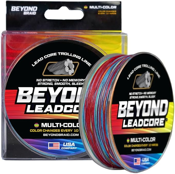 Beyond Braid Lead Core Metered Trolling Braided Line - Sinking Braided Line - Color Change 10 Yards - 8X Strand + Lead Core