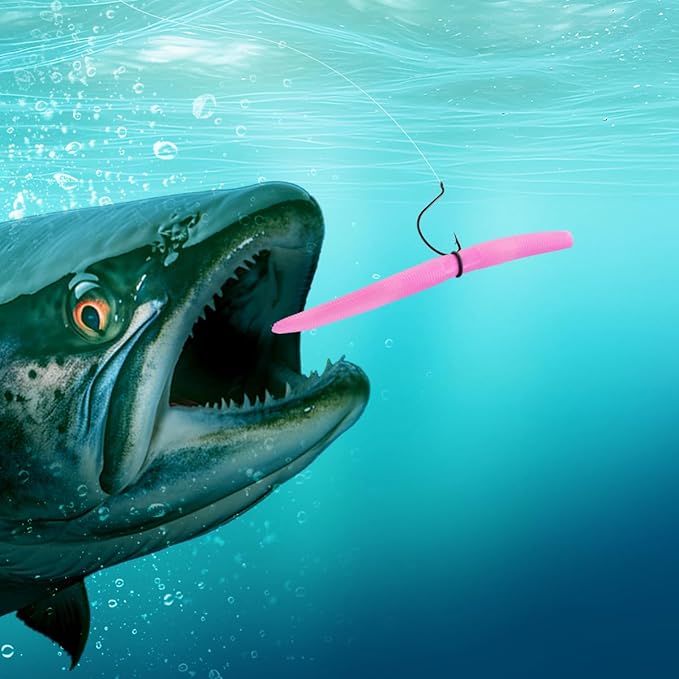 Senko Bait Soft Plastic Lures 5" Senkos 24 Pcs/100pcs for Wacky Rig Freshwater Fishing Green Pumpkin senko with Black Flake Pink Watermelon Double Color