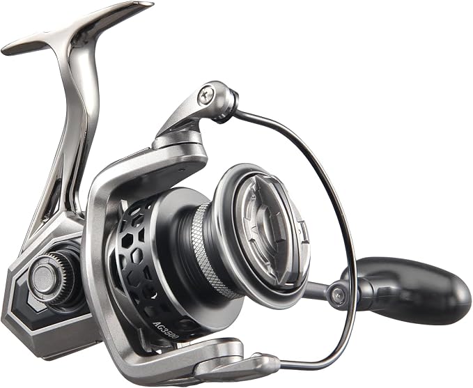 AG Spinning Reel, Freshwater and Saltwater Spinning Fishing Reels, 5+1BB, 22LBs Max Drag, 5.2 Gear Ratios, CNC Aluminum Spool & Handle