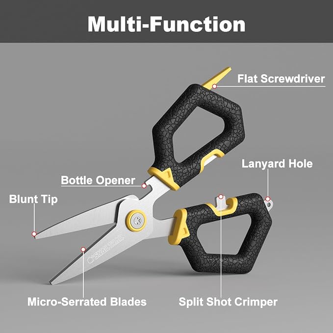SNAIL TRAIL Fishing Line Stripper & 6" Scissors Kit, Built-in Electric Hook Sharpener, Portable Fish Braided Line Remover & Unwinding Tool, Reel Line Removal Equipment, Stripping Unwinder Gear for Men