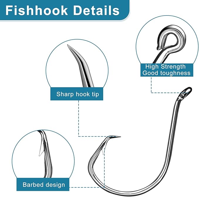 150PCS Circle Hooks, Strong High Carbon Steel Fresh and Saltwater Fishing Hooks, Variety of Different Sizes Circle Hook - Size:#1 1/0 2/0 3/0 4/0 5/0 6/0 8/0