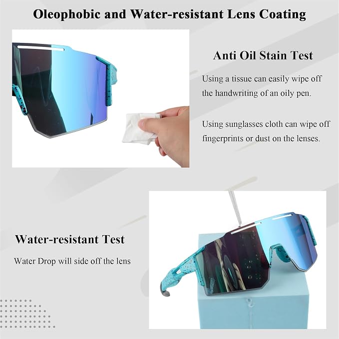 Ukoly Cycling Sunglasses for Men Women with 3 Interchangeable Lenses, Polarized Sports Sunglasses, Baseball Sunglasses