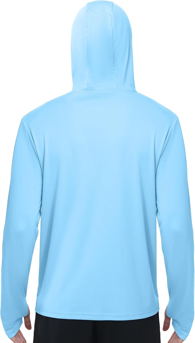 FISHEAL Men's Performance Fishing Hoodie Shirt - UPF 50+ Sun Protection Long Sleeve Thumbholes Shirts with Neck Gaiter