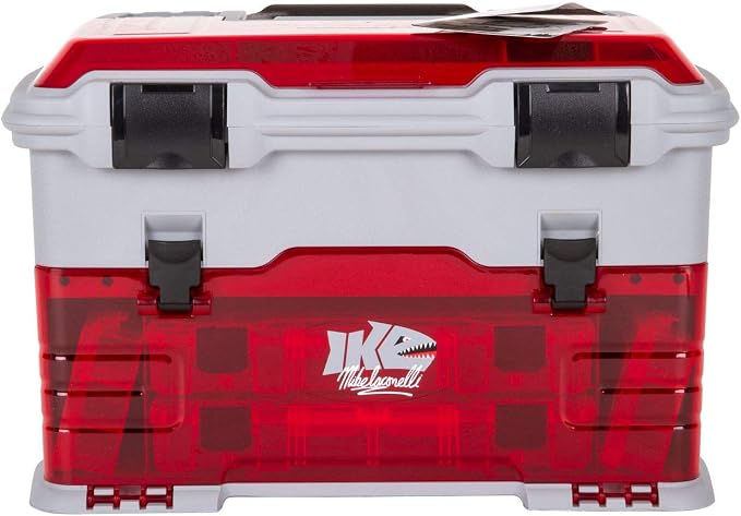Flambeau Outdoors T5PW "IKE" Multiloader Tackle Box, Fishing Organizer with Tuff Tainer Boxes Included, Zerust Anti-Corrosion Technology - Translucent Red/Gray