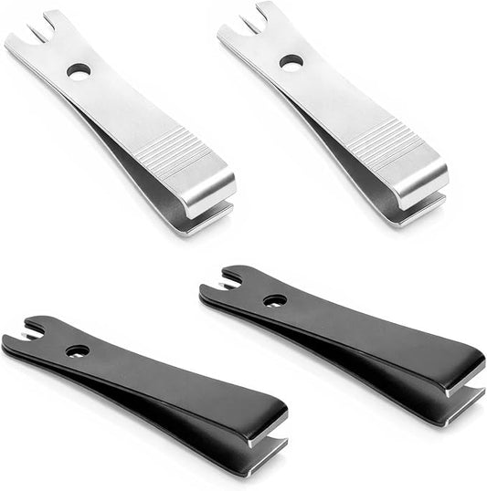 2Pcs Black Silver Stainless Steel Fishing Line Cutter Nipper with Hook Eye Cleaner Pin, Multi Functional Fly Fishing Tool, Compact Fishing Line Scissors (51 * 11.5mm)