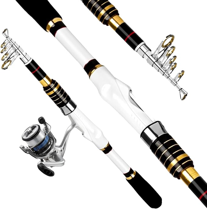Telescopic Fishing Rod and Reel Combo, 2PCS Collapsible Fishing Pole with Spinning Reel Lures and Carrier Bag for Saltwater Freshwater Bass Fishing Gear