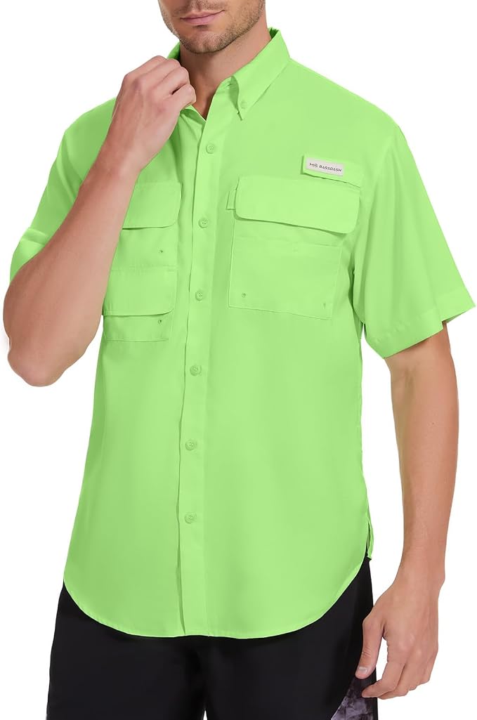 Bassdash UPF 50 Men’s Fishing Dress Shirt Button Down Woven Short Sleeve Outdoor