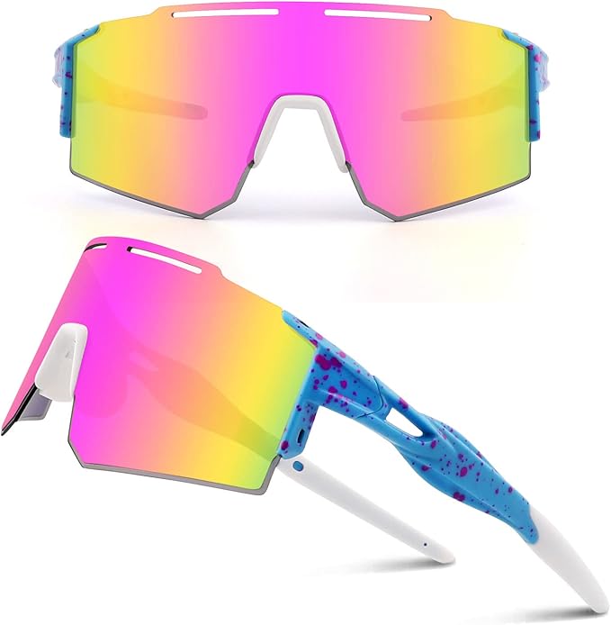 Ukoly Cycling Sunglasses for Men Women with 3 Interchangeable Lenses, Polarized Sports Sunglasses, Baseball Sunglasses
